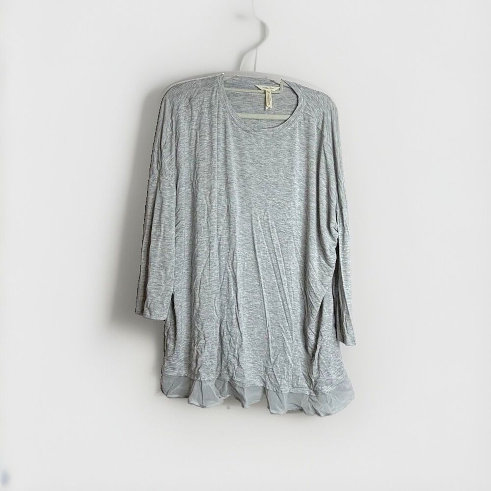 Matilda Jane Gray Free Spirited Dun Relaxing Day Top Tunic Sz Large Long Sleeve